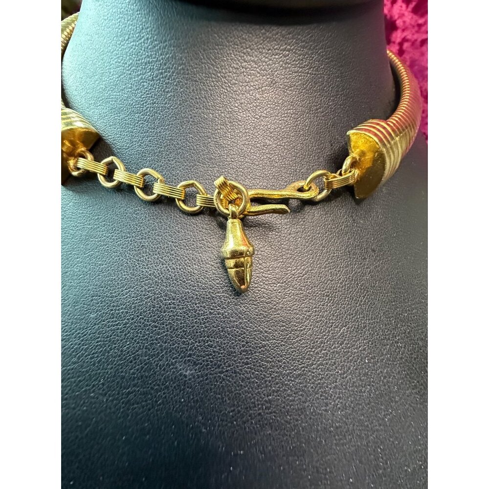 Vintage Gold-Tone Omega Chain Necklace 15-17" Adjustable Length Elegant Statemen - Picture 4 of 4